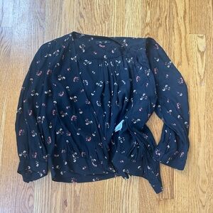 Madewell Black Tie Front Relaxed Blouse